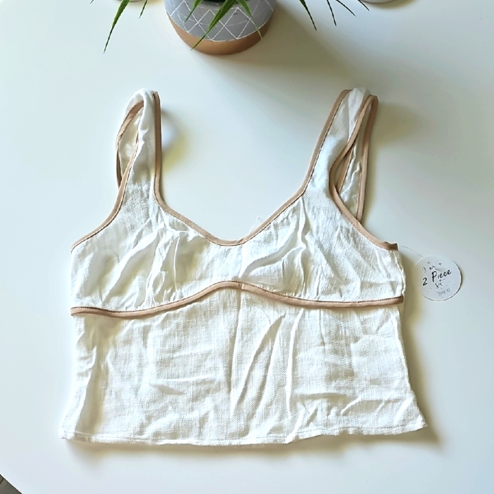 NWT Sienna Sky Cream and Tan Top